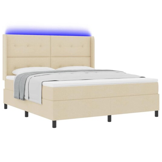 LED Box Springer Bed med madrass Krem 180 x 200 cm stoff LED Box Springer Bed med madrass Krem 180 x 200 cm stoff