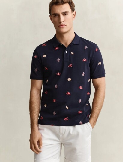 GANT Embroidered Ss Polo   Navy   XL