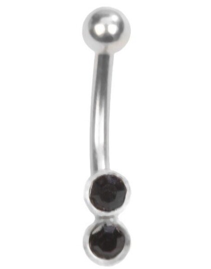 Utgått Two Stones Øyenbrynspiercing med Svarte Stener 1.2 x 8 mm