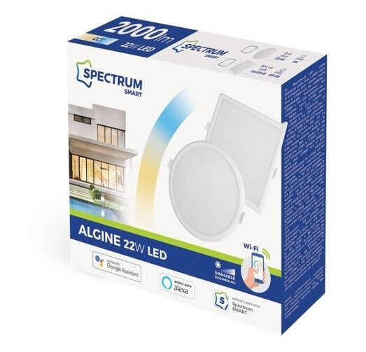 Spectrum Algine 22W Cct+Dim Wi-Fi Smart Square Spectrum Algine 22W Cct+Dim Wi-Fi Smart Square