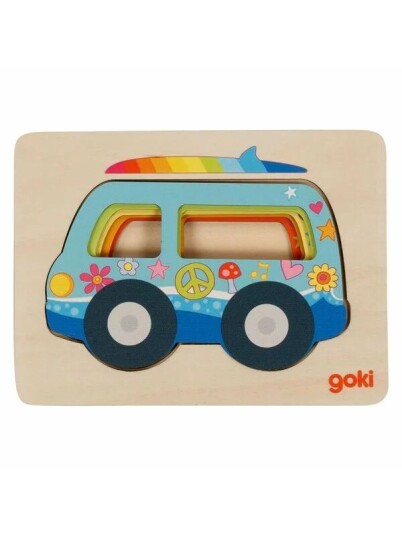 Goki Wooden Layer Puzzle Car 5 Pcs. Tre Goki Wooden Layer Puzzle Car 5 Pcs. Tre