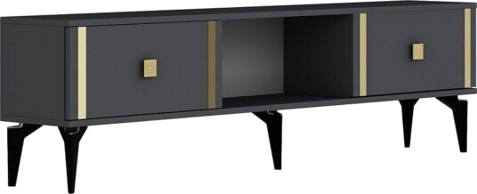 Male TV-benk 150 cm - Antrasitt/Gull