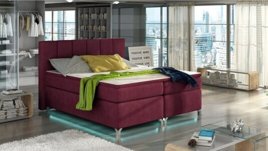 Box Spring Eltap Basilio med LED Rivera 59 Rød 180x200 cm