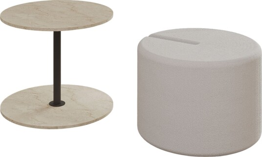 Torven Sett med sidebord 43x47x43 cm - Travertin