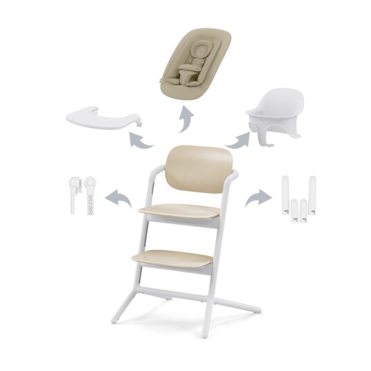 Cybex, Spisestol, Lemo Chair, 4i1 Pakke - Sand Hvit