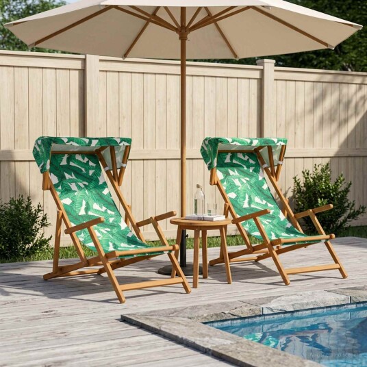 vidaXL Hage Stol 2 pcs 3 Posisjon Solid Eucalyptus Tre Bladmønster