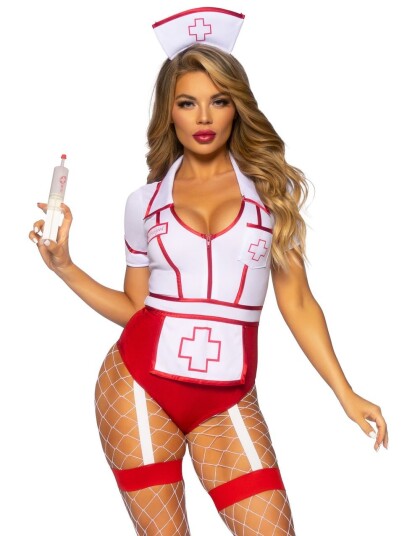 Nurse Feelgood Kostyme til Dame 2 Deler Strl L