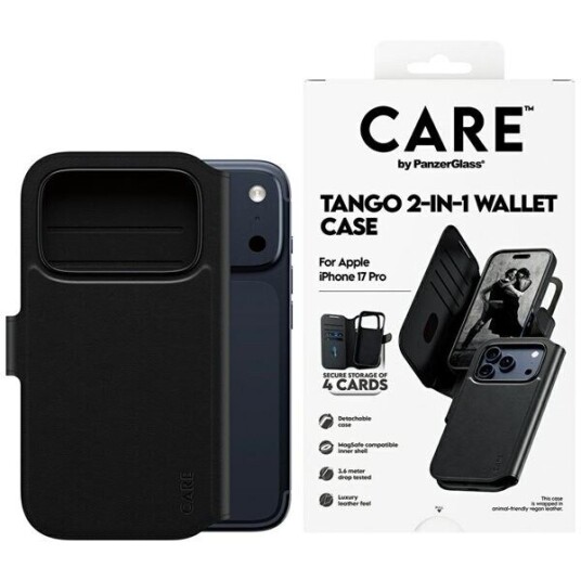 Care by PanzerGlass Tango 2-i-1 MagSafe Lommebokdeksel for iPhone 17 Pro - Svart