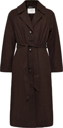 Kaffe Curve Kcnanny Long Coat CHOCOLATE BROWN 44 Kaffe Curve Kcnanny Long Coat CHOCOLATE BROWN 44