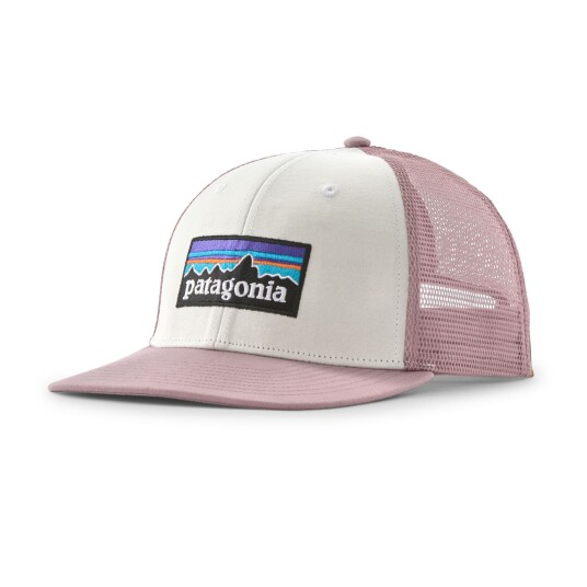 Patagonia P 6 Trucker Hat White w Quiet Violet Mid Crown