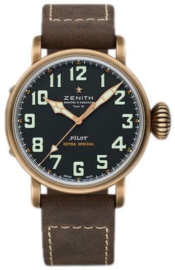 Zenith Herreklokke 29.2430.679 21.C753 Pilot Sort/Lær Ø45 mm