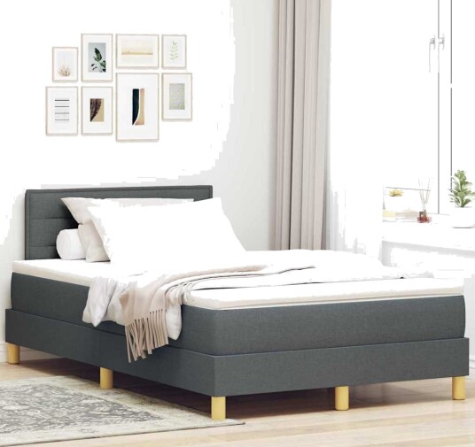 Box Spring Seng med Madrass Mørk Grå 120x190 cm Stoff