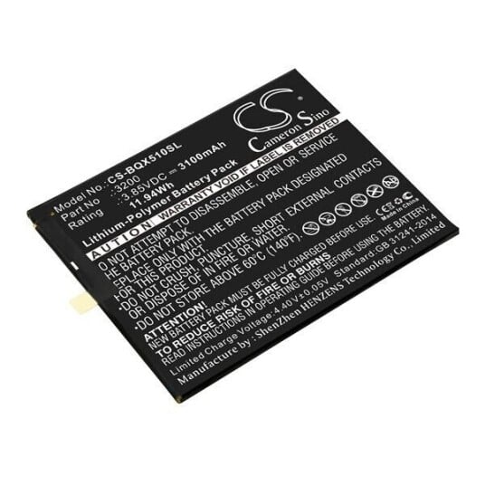 BQ Aquaris X5 Plus batteri (3100 mAh 3.85 V, Sort) BQ Aquaris X5 Plus batteri (3100 mAh 3.85 V, Sort)