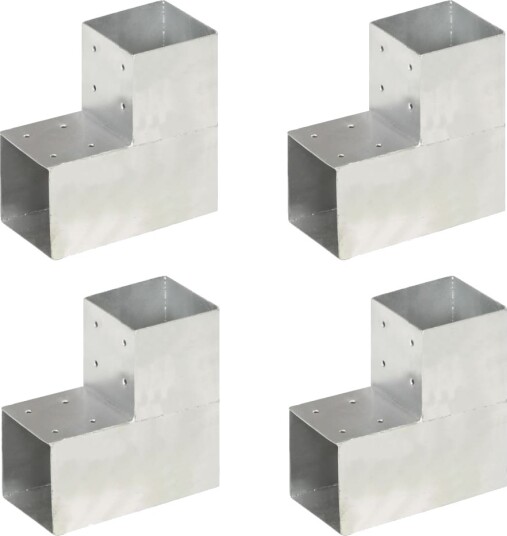 Stolpesko 4 stk L form galvanisert metall 101x101 mm