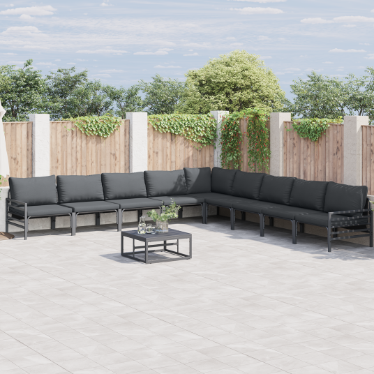 Hagesofa Set 10 pcs Antrasitt Stål Hagesofa Set 10 pcs Antrasitt Stål
