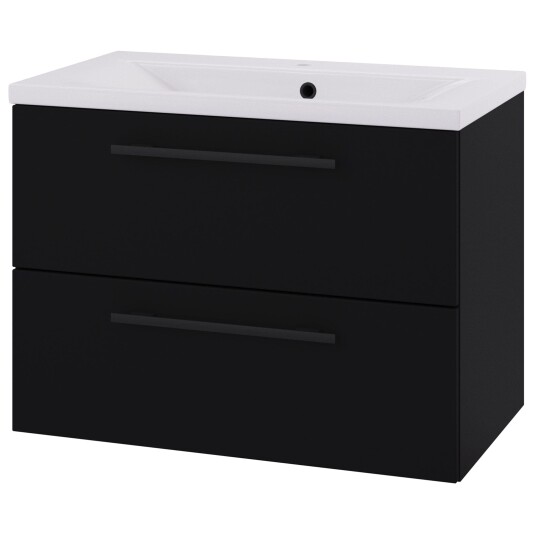 Linn Bad Ingrid D45cm Servantskap Svart Matt / 80cm 2 Skuffer Linn Bad Ingrid D45cm Servantskap Svart Matt / 80cm 2 Skuffer