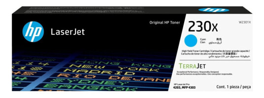 Hp 230X - Cyan - Original - Laserjet - Tonerpatron (W2301x) - For Color Laserjet Pro 4201, 4203, Mfp 4301, Mfp 4303
