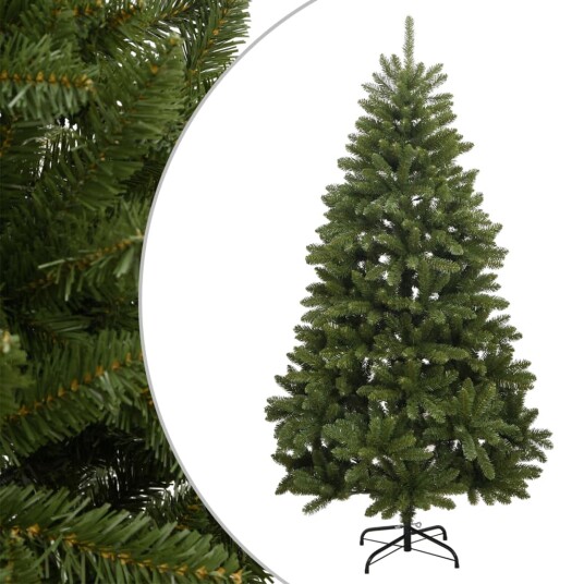 vidaXL Kunstig hengslet juletre med stativ grønn 120 cm