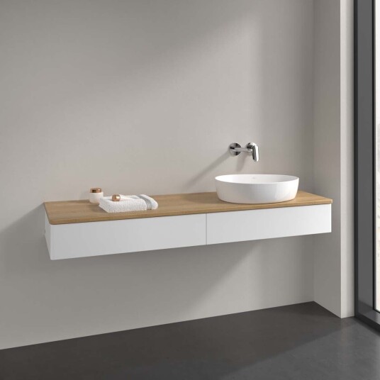 Villeroy & Boch Antao Servantskap med 2 skuffer 160x50x19 cm m/lys Hvit Matt/Eik
