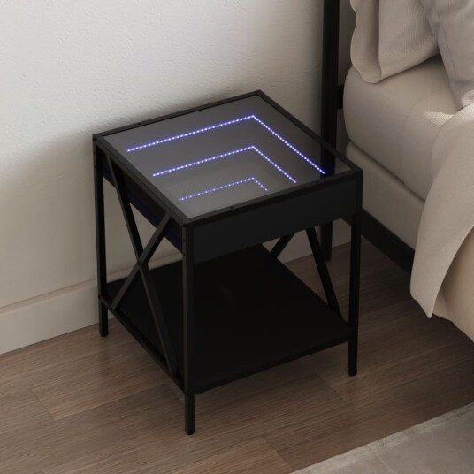  Salongbord med Infinity LED svart 40x40x49 cm 3284096