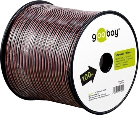 Goobay Høyttalerkabel CCA 2x0,5 mm² 100m Svart/Rød