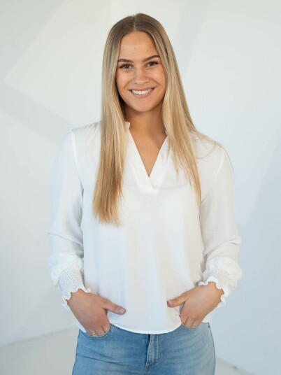 Only Mette V-Neck Long Sleeve Smock Top Hvit M