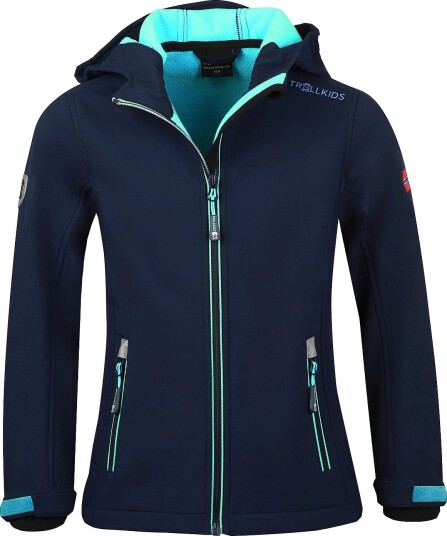 TrollKids Girls Trollfjord Jacket   NAVY/MINT   164