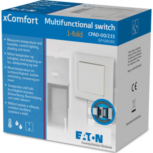 xComfort Multifunksjonell trykknapp 55x55mm enkel komplett - 4560794