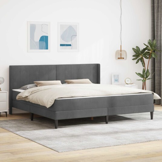 vidaXL Sengeramme med madrass Mørkegrå 200 x 200 cm Fløyel vidaXL Sengeramme med madrass Mørkegrå 200 x 200 cm Fløyel