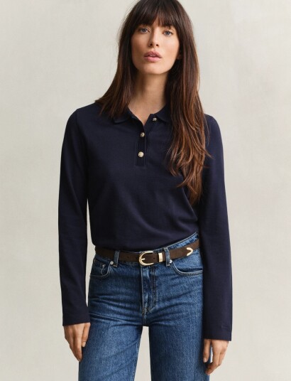 Gant Reg Ls Polo Pique Navy M