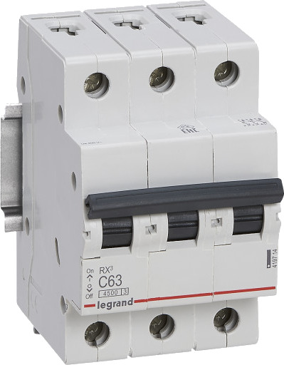 Legrand 4 stk RX³ MCB automatsikring C63 3P 3M 4,5kA Legrand 4 stk RX³ MCB automatsikring C63 3P 3M 4,5kA