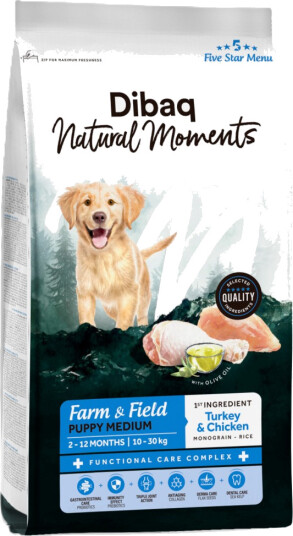 DIBAQ Natural Moments Puppy Medium 2 kg Tørrfôr for hund DIBAQ Natural Moments Puppy Medium 2 kg Tørrfôr for hund