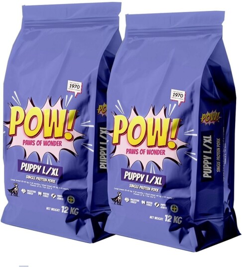 Pow! Dog Puppy Large/X Large Pork 2X12 kg