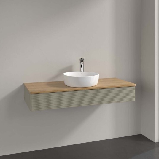 Villeroy & Boch Antao Servantskap med 1 skuff 120x50x19 cm m/lys Steingrå/Eik Villeroy & Boch Antao Servantskap med 1 skuff 120x50x19 cm m/lys Steingrå/Eik