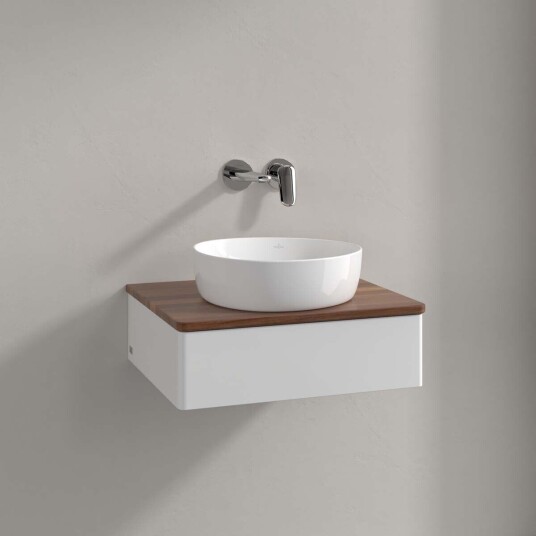 Villeroy & Boch Antao Servantskap med 1 skuff 60x50x19 cm u/lys Hvit Blank/Valnøtt