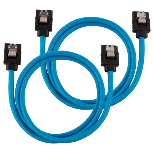 CORSAIR Premium Sleeved SATA Data Cable Set with Straight Connectors_ Blue_ 60cm CORSAIR Premium Sleeved SATA Data Cable Set with Straight Connectors_ Blue_ 60cm