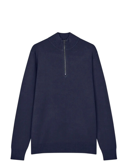 Mads Nørgaard Urban Chase Half Zip Knit - Navy - L