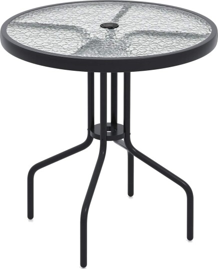 Rundt bistrobord med glassplate og paraplyhull – 70 cm
