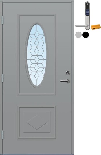 Ytterdør Bygg1 Fana Klart Blyglass med Yale Doorman Classic Home Ytterdør Bygg1 Fana Klart Blyglass med Yale Doorman Classic Home