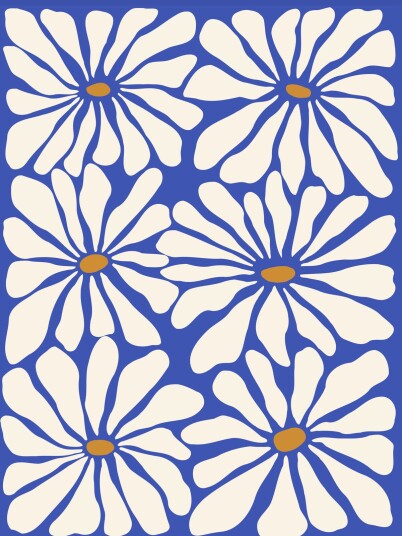 Plakat Blått Daisy Mønster Plakat Blått Daisy Mønster