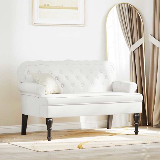  Chesterfield Benk Hvit 119.5 x 64.5 x 75 cm Kunstlær