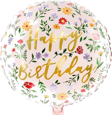 Happy Birthday Blomstrete Folieballong 35 cm