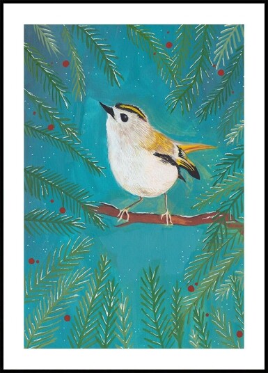 Goldcrest bird sitting in a tree Plakat Plakat / 50x70cm