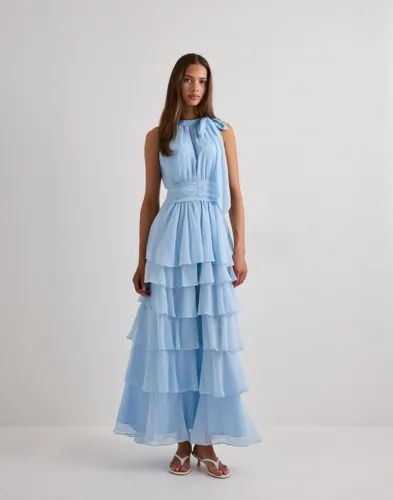 Neo Noir Blå Marli Solid Chiffon Dress