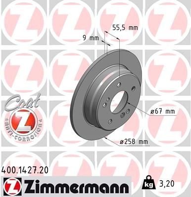 Bremseskive ZIMMERMANN 400.1427.20 Bremseskive ZIMMERMANN 400.1427.20