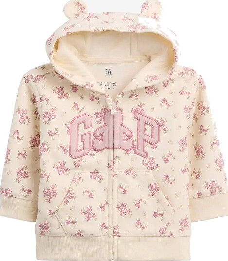 GAP Baby Vintagesoft Brannan Bear Gap Logo Zip Hoodie   PINK FLORAL   50/56