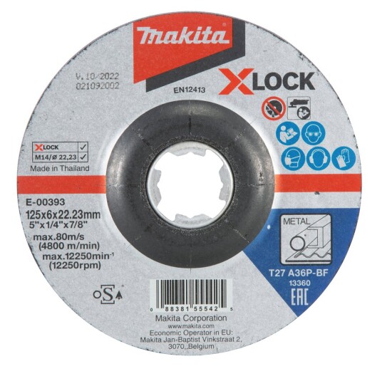Makita Slipeskive 125 mm for Metall A36P-BF til GA041GM201/XGT GA041GZ