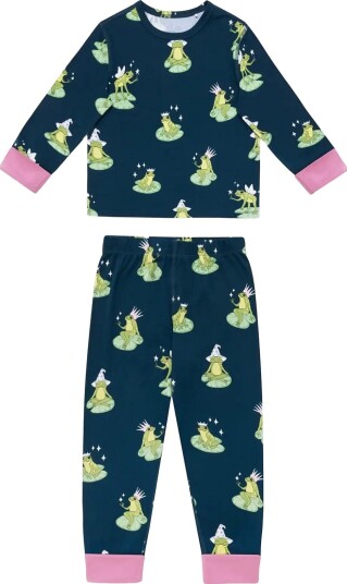 Chelsea Peers Kids Enchanted Frog Print Long Pyjama Set   TEAL   5 6