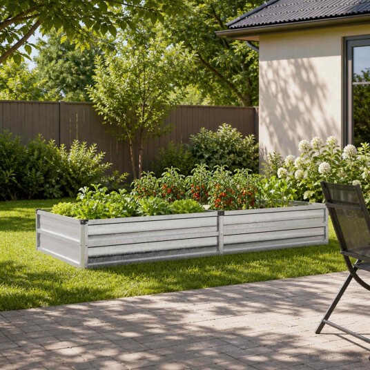 vidaXL Hevet Hagebed Sølv 160 x 80 x 24 cm galvanisert