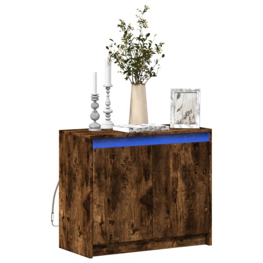 Skjenk med LED røkt eik 72x34x61 cm konstruert tre 8721102967429